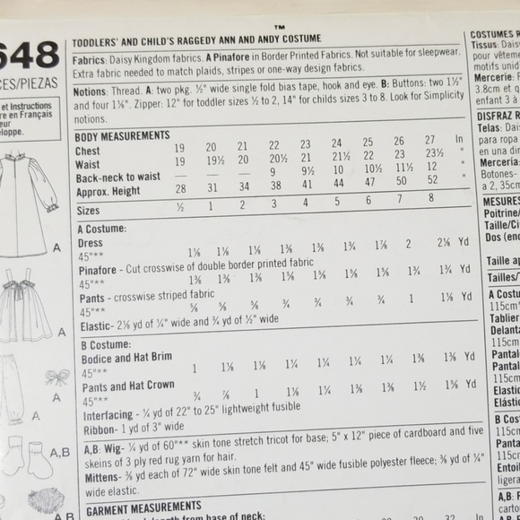 Simplicity Raggedy Ann & Andy Costume patterns - Picture 4 of 5